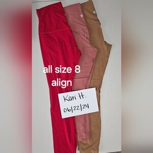 Align Lululemon 3 pack size 8